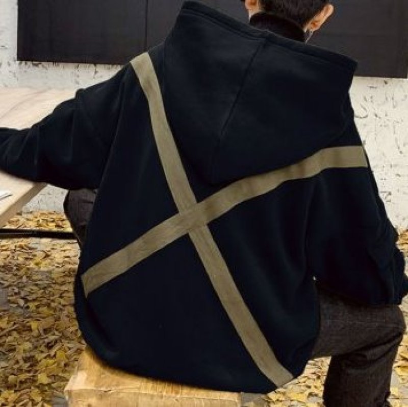 画像3: men's super fire long sleeve plus velvet Oversize hooded sweater  blouson ユニセッ クス男女兼用 オーバーサイズバッククロス付きフーディーパーカー ブルゾン (3)