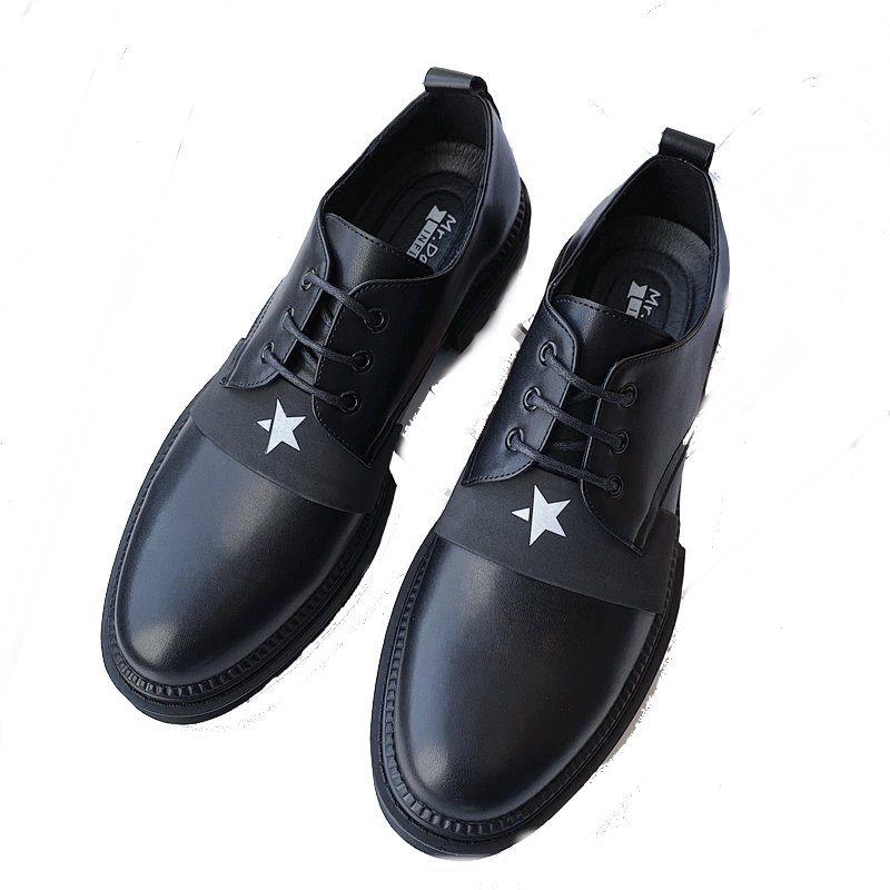 画像1: Men's round head men's British business dress shoesレースアップレザー スター星付きラウンドヘッドシューズ　スリッポン　スニーカー (1)