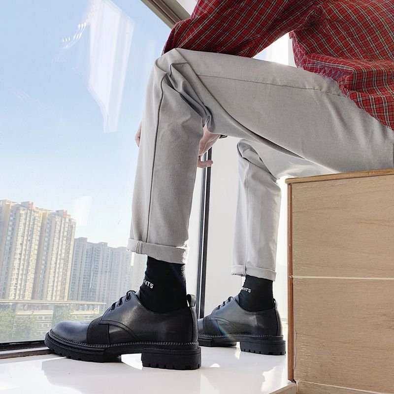 画像5: Men's round head men's British business dress shoesレースアップレザー スター星付きラウンドヘッドシューズ　スリッポン　スニーカー (5)