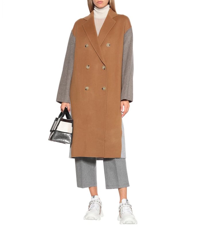 画像3: women'sCamel color matching wedge long double-sided coat キャメルカラーマッチングウェッジロングコートダブルブレスト (3)