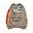 画像3: Unisex Men's paragraph graffiti hand-painted bird  sweater  pullover jacket ユニセックス 男女兼用 バードペイントスウェット トレーナー　 (3)