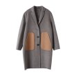 画像5: women's single-breasted contrast pocket stone gray long woolen coat  シングルブレストコントラストポケットストーングレーロングウールコート (5)