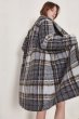 画像5: women's  Elegant retro plaid alpaca fleece coat jacket long coat  チェック柄アルパカフリースコートウールコート (5)