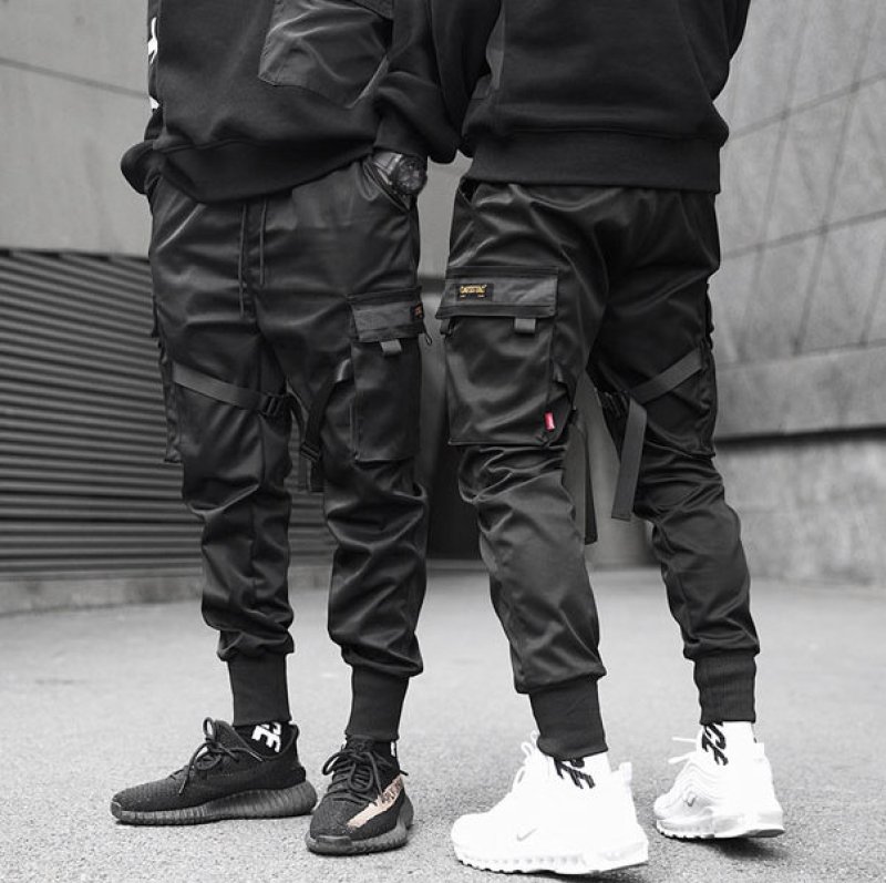 画像4: tactical paratroopers overalls  streamers feet pants trousers pans リラックスフィット ブラックカーゴビームフットパンツ カジュアルパンツ  (4)