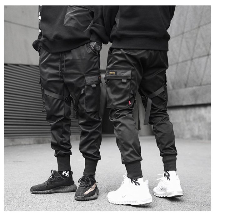画像5: tactical paratroopers overalls  streamers feet pants trousers pans リラックスフィット ブラックカーゴビームフットパンツ カジュアルパンツ  (5)