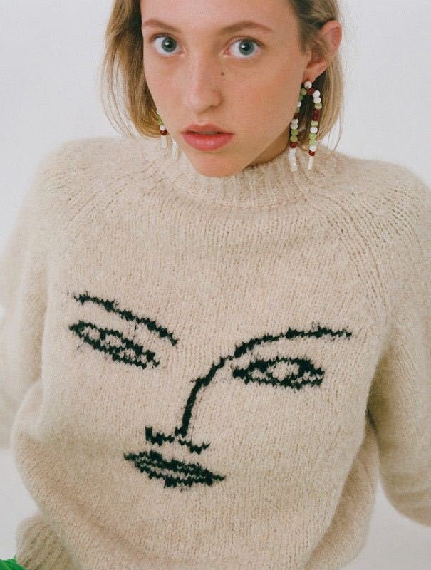 画像13: Women's  face line sweater pullover  ウールフェイスラインセーター  プルオーバー　 (13)