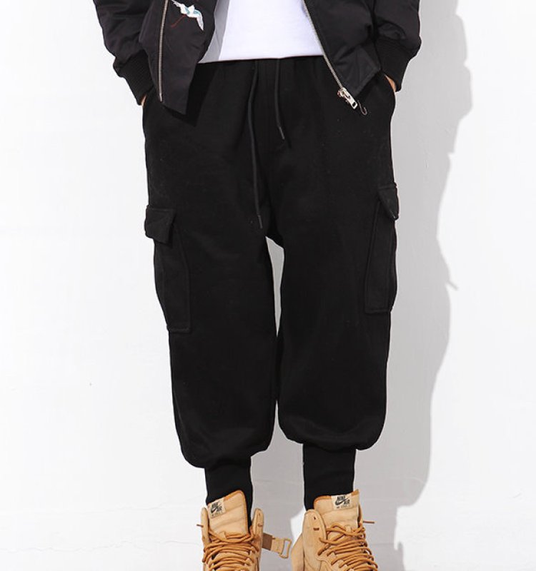 画像5:  Men's Sweat Hip Hop Loose Pants trousers pans　メンズスウェットヒップホップルーズパンツリラックスフィット カーゴパンツ　カジュアルパンツ  (5)
