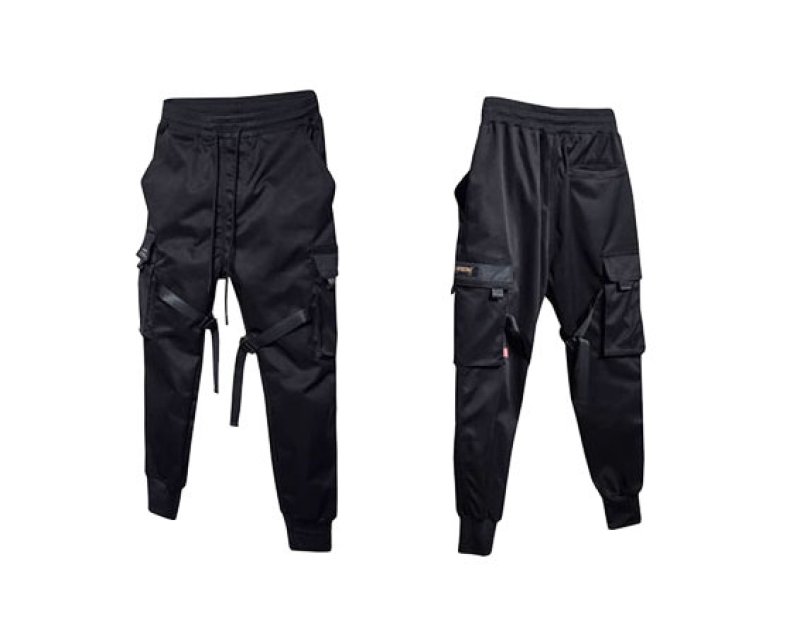 画像8: tactical paratroopers overalls  streamers feet pants trousers pans リラックスフィット ブラックカーゴビームフットパンツ カジュアルパンツ  (8)
