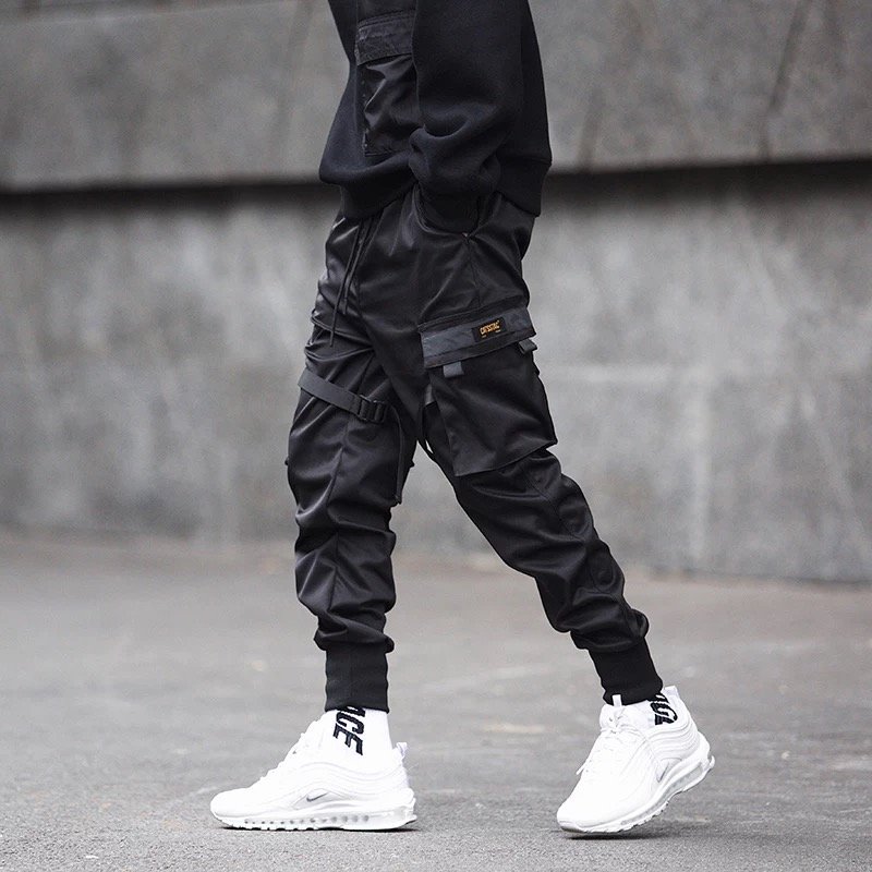 画像6: tactical paratroopers overalls  streamers feet pants trousers pans リラックスフィット ブラックカーゴビームフットパンツ カジュアルパンツ  (6)
