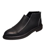 画像1: Men's black leather  Brock carved zipper Chelsea boots  Martin boots 　メンズ レザージッパーチェルシーブーツ  マーティンブーツ　 (1)