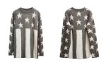 画像2: Women's stars mohair long-sleeved sweater loose round neck pullover モヘア星＆ストライプ柄長袖セーター プルオーバー　 (2)