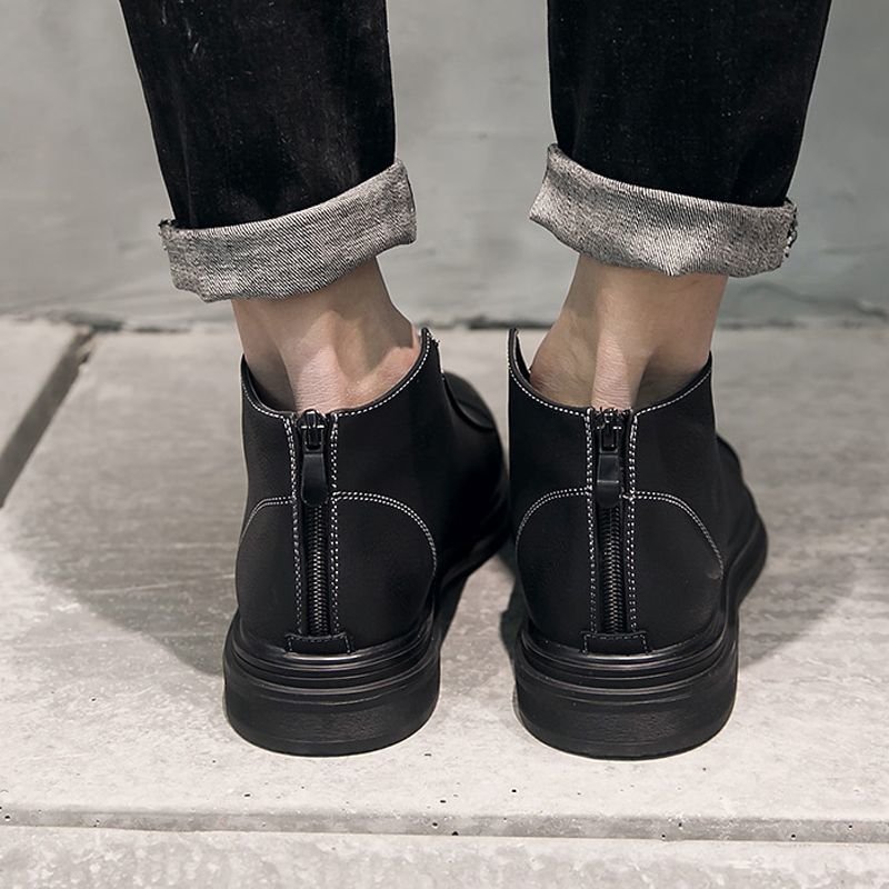 画像4: Men's black leather  Brock carved zipper Chelsea boots  Martin boots 　メンズ レザージッパーチェルシーブーツ  マーティンブーツ　 (4)