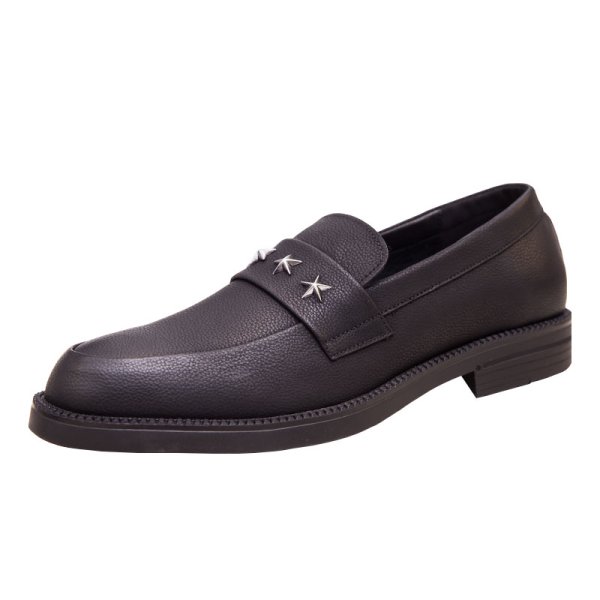 画像1: Men's Loafers with star studs, slip-ons business dress shoes loafers  スター星スタッズ付きローファー スリッポンシューズ　 (1)