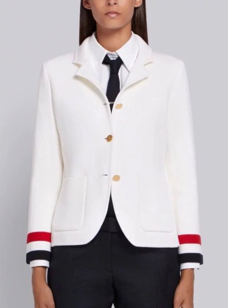 画像1: women's contrast color stripe stiff type double-sided knit jacket   コントラストカラーライン入りニットジャケット (1)