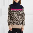 画像6: Women's  high collar classic leopard contrast color stitching knit 豹柄レオパードハイネック長袖セーター プルオーバー　 (6)