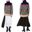 画像1: Women's  high collar classic leopard contrast color stitching knit 豹柄レオパードハイネック長袖セーター プルオーバー　 (1)