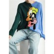 画像3: Women's  sweater  irregular design dog cartoon pattern round neck pullover blue green color matching sweater　イレギュラー変形ドック柄長袖セーター プルオーバー　 (3)