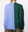 画像2: Women's  sweater  irregular design dog cartoon pattern round neck pullover blue green color matching sweater　イレギュラー変形ドック柄長袖セーター プルオーバー　 (2)