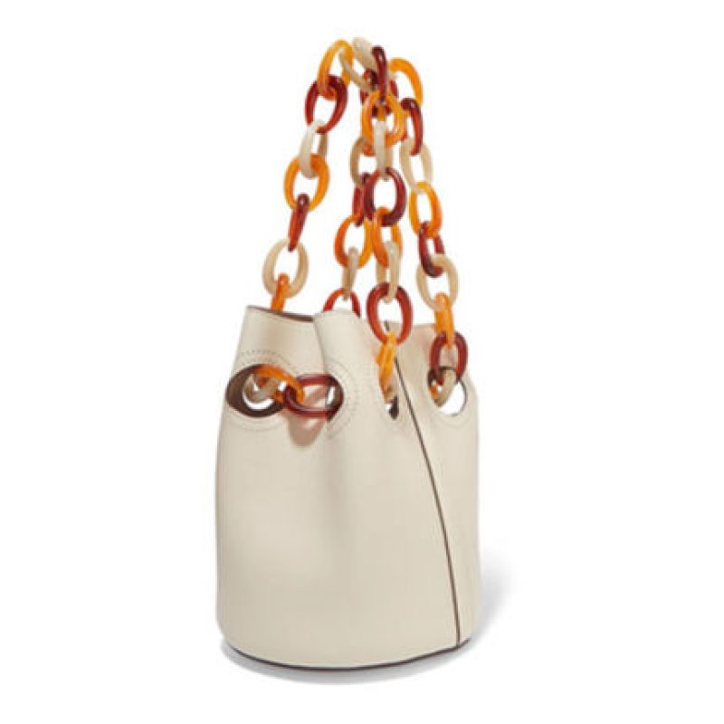 画像7: Woman’s  acrylic chain portable bucket Leather bagアクリルチェーンポータブルレザーバケットバッグハンドバック (7)