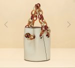 画像6: Woman’s  acrylic chain portable bucket Leather bagアクリルチェーンポータブルレザーバケットバッグハンドバック (6)