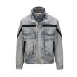 画像7: men's  washing denim men's loose denim jacketj blouson　ユニセッ クス男女兼用ライン入りウォッシュデニム デニムGジャン　ジャケットブルゾン (7)