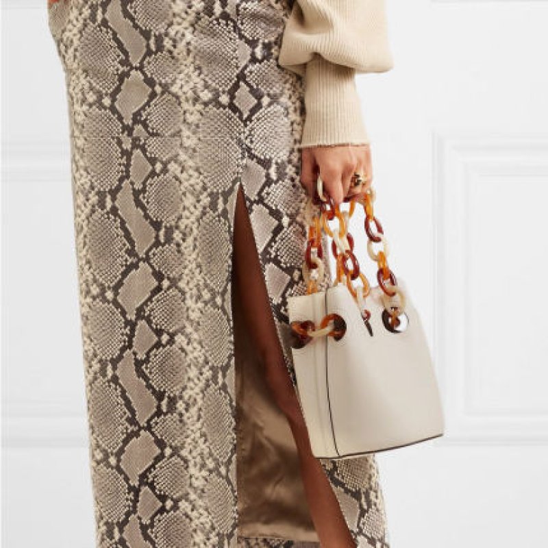 画像4: Woman’s  acrylic chain portable bucket Leather bagアクリルチェーンポータブルレザーバケットバッグハンドバック (4)