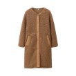 画像1: women's Imitation lambskin v neck simple long coat　Vネックロングエコファーコート　ジャケット (1)