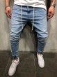 画像2:  Men's Stretch Slim Jeans trousers casual pantsメンズライン入りデニムストレッチパンツ カジュアルパンツ  (2)