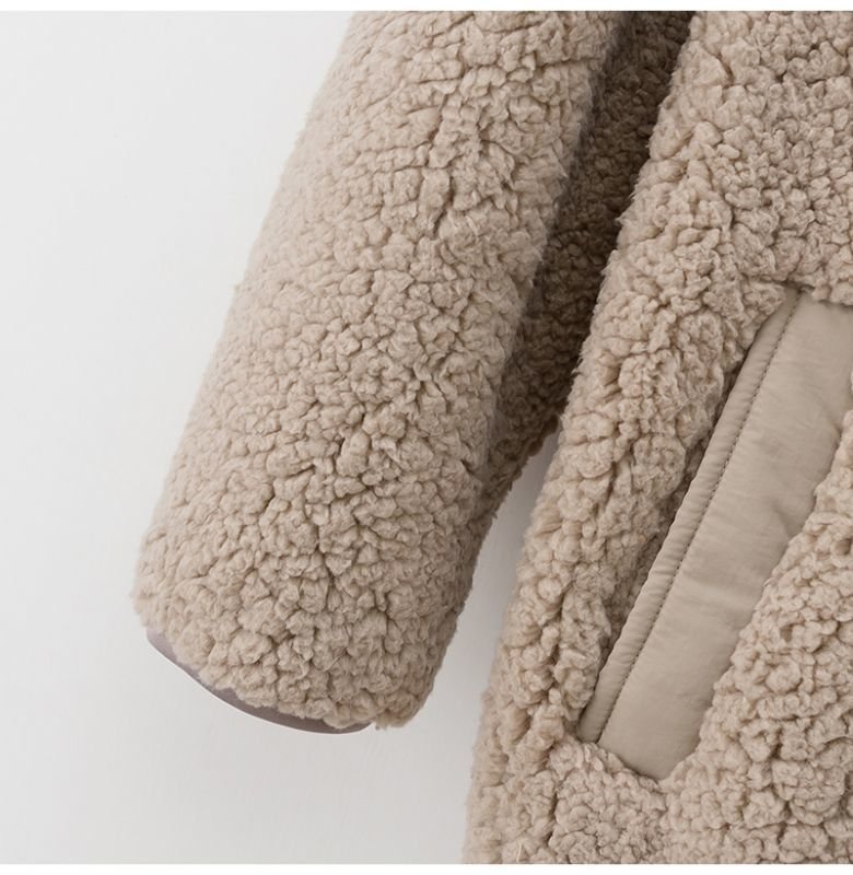 画像6: women's Imitation lambskin v neck simple long coat　Vネックロングエコファーコート　ジャケット (6)