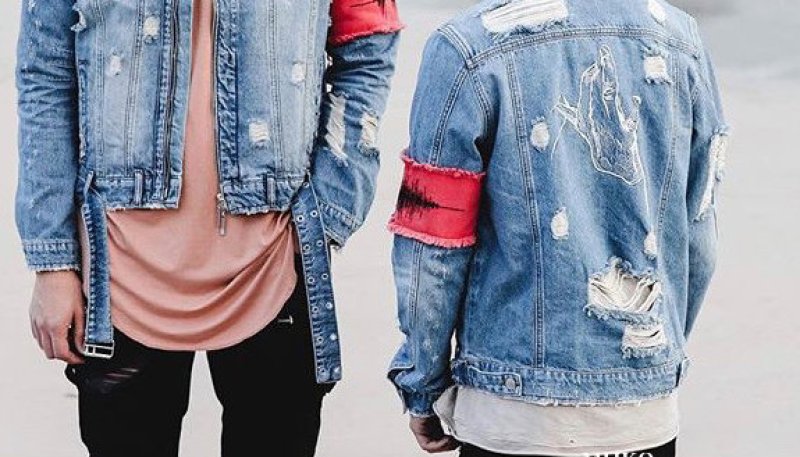 画像5: men's wash old loose hole denim jacketj blouson ユニセッ クス男女兼用デニムダメージジップアップGジャン ジャケットブルゾン (5)