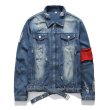 画像1: men's wash old loose hole denim jacketj blouson　ユニセッ クス男女兼用デニムダメージジップアップGジャン　ジャケットブルゾン (1)