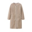 画像2: women's Imitation lambskin v neck simple long coat　Vネックロングエコファーコート　ジャケット (2)