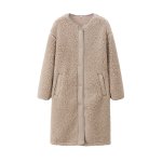 画像2: women's Imitation lambskin v neck simple long coat　Vネックロングエコファーコート　ジャケット (2)