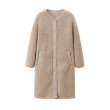 画像5: women's Imitation lambskin v neck simple long coat　Vネックロングエコファーコート　ジャケット (5)