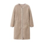 画像5: women's Imitation lambskin v neck simple long coat　Vネックロングエコファーコート　ジャケット (5)