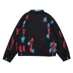 画像4: men's graffiti splash ink denim jacket blouson　ユニセッ クス男女兼用グラフィックペイントデニムGジャン　ブルゾン (4)