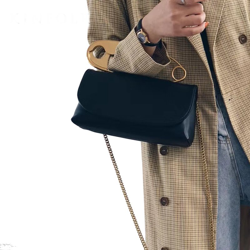 画像3: Woman’s big pin design soft high texture small bag ビッグピンデザインソフトレザートートショルダーメッセンジャーバッグ  (3)