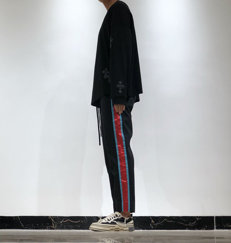 画像7:  Men's side webbing straight slim casual pants  trousers メンズサイドステッチラインパンツ カジュアルパンツ  (7)