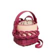 画像7: Woman’s  Woven Contrast Portable Vegetable Basket Bucket Bags レザーバケットバスケットバッグ トート ショルダークロスボディーバッグ  (7)