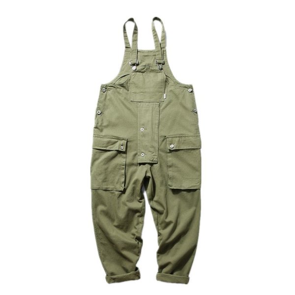 画像1:  Men's overalls lovers loose straight pocket casual trousers jumpsuit   メンズオーバーオールルーズストレートポケットジャンプスーツパンツ  (1)