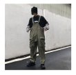 画像8:  Men's overalls lovers loose straight pocket casual trousers jumpsuit   メンズオーバーオールルーズストレートポケットジャンプスーツパンツ  (8)