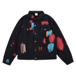 画像5: men's graffiti splash ink denim jacket blouson　ユニセッ クス男女兼用グラフィックペイントデニムGジャン　ブルゾン (5)