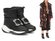 画像4:  women's  square buckle rhinestone wild short boots down leisure snow boots スクエアバックルラインストーンワイルドショートブーツ　ダウンレジャースノーブーツ (4)