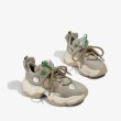 画像4:  women's lace up new thick-soled color matching muffin shoes leather sneaker shoes チャンキーソール厚底 レースアップレザープラス スニーカー (4)