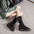 画像6:  women's  British style flat laced  middle boots フラットレースアップレザージップブーツ  (6)