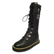 画像1:  women's  British style flat laced  middle boots フラットレースアップレザージップブーツ  (1)