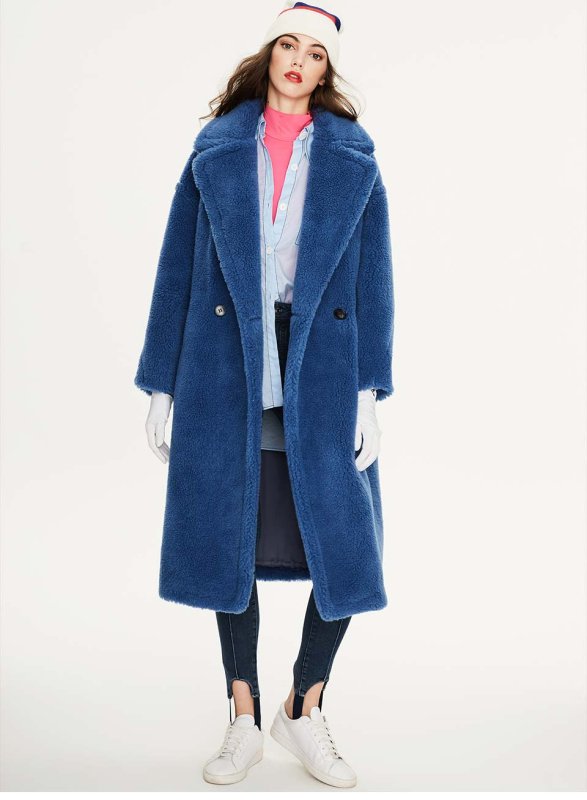画像4: Women's Oversize Teddy Bear Fur Coat テディベア オーバーサイズ リアルシープファーコート 2つボタン (4)