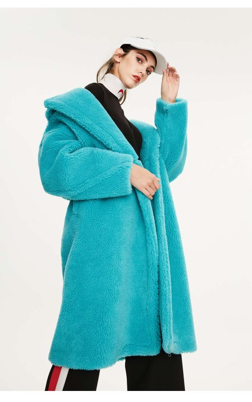 画像3: Women's Oversize Teddy Bear Fur Coat テディベア オーバーサイズ リアルシープファーコート 2つボタン (3)