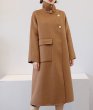 画像5: Women's Double-sided wool mid-length stand-up Coat スタンドアップカラーダブルブレストルーズコート (5)