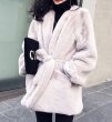 画像6: Women's Mink velvet imitation fur coat フェイクミンクファーミドル丈コート (6)